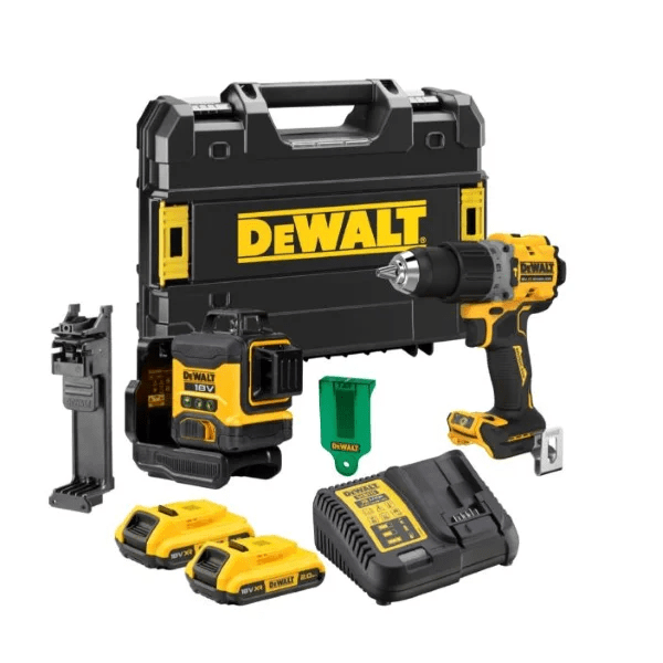 DEWALT Boremaskine + Laser Sæt DCK2095D2T-QW