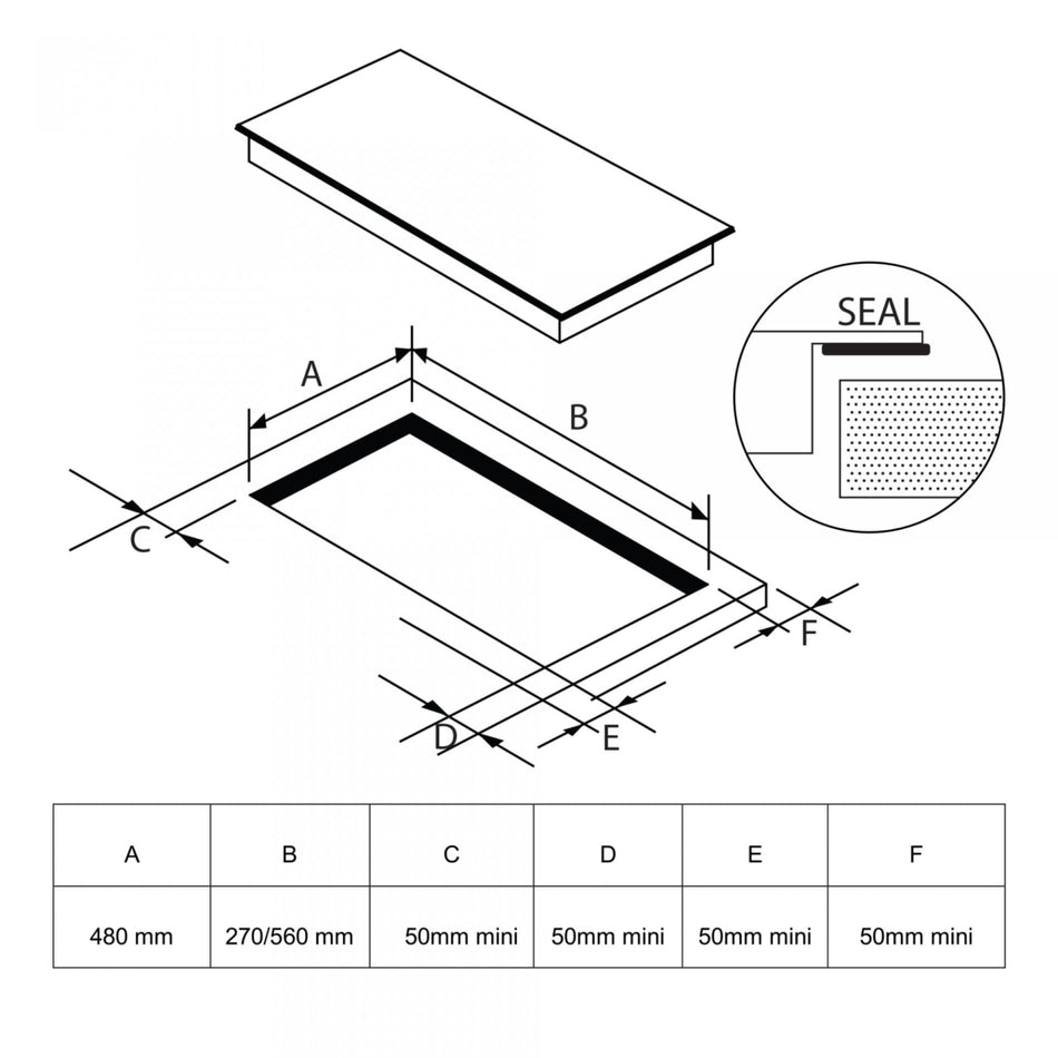 Indbygget glaskeramisk kogeplade, 4 zoner + Flex Zone, Touch, B 60 cm