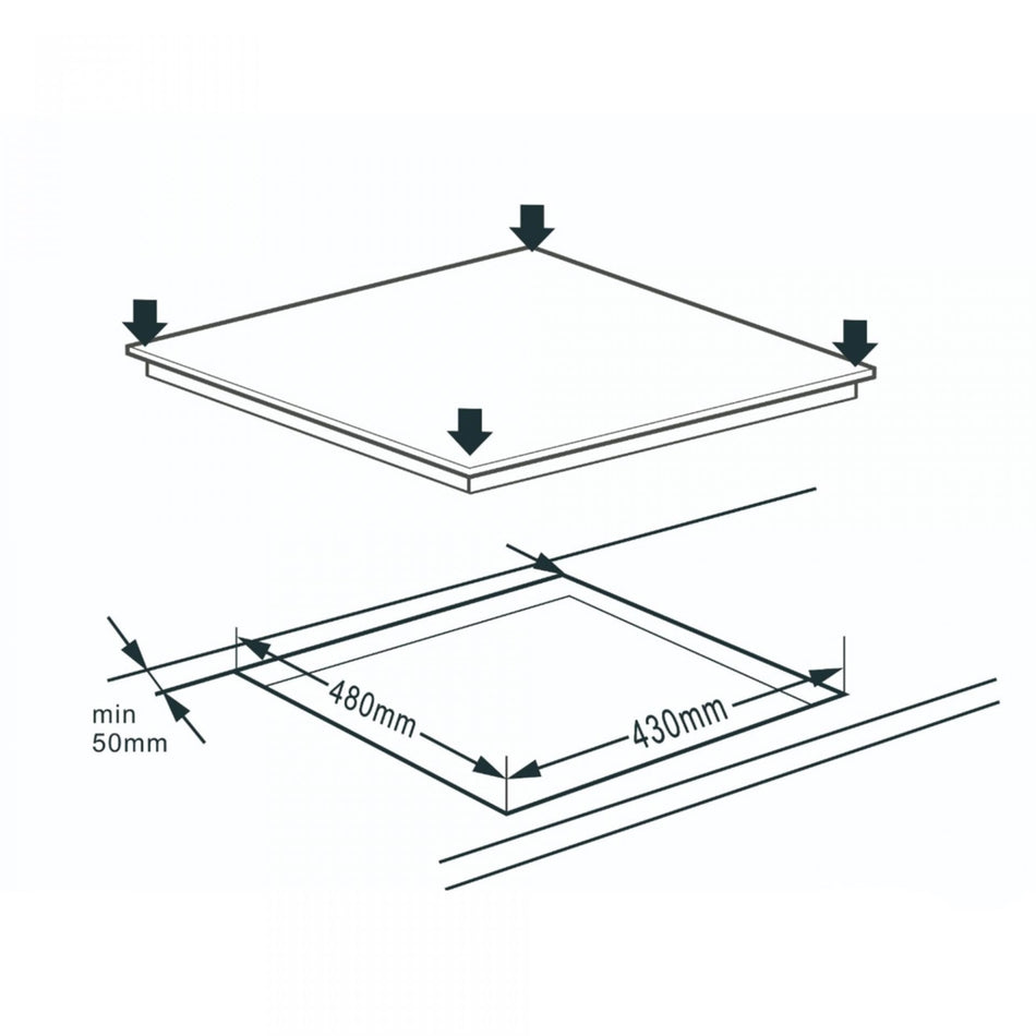 Indbygget glaskeramisk kogeplade, 3 zoner + Flex Zone, Touch, B 45 cm