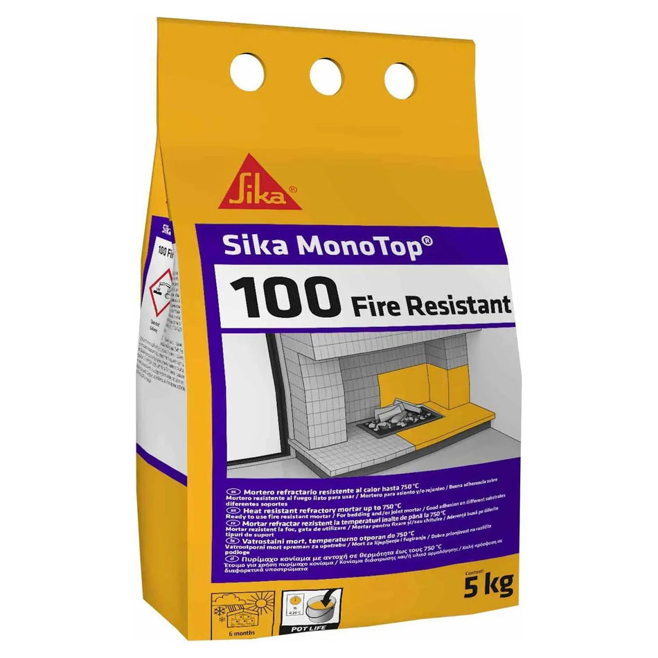 Brandsikker mørtel, Sika MonoTop 100, grå, indvendig/udvendig, 5 kg