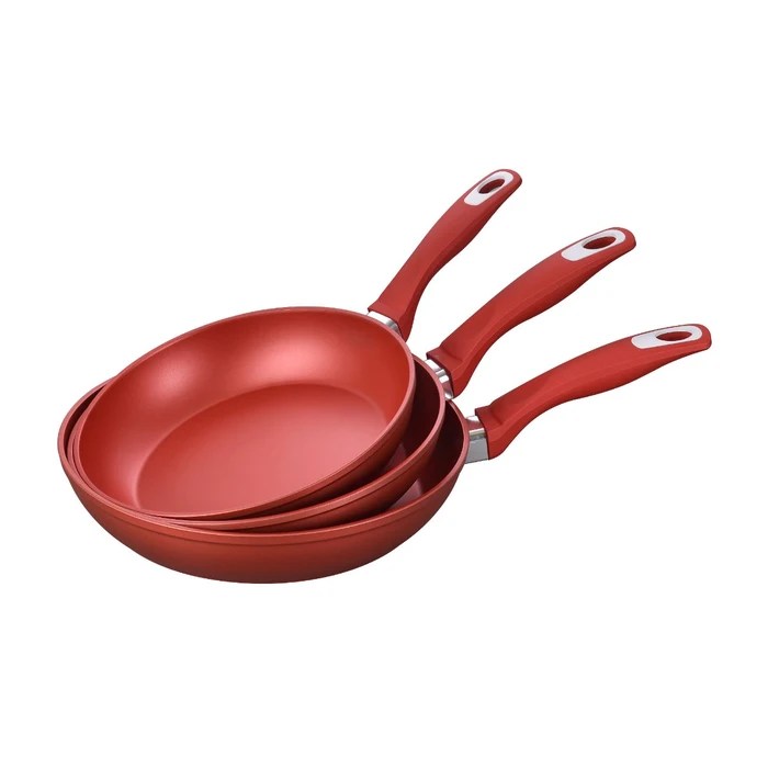 Zass Zg-Acs 06 pander i støbt aluminium, Non-stick, Rød, Sæt med 3