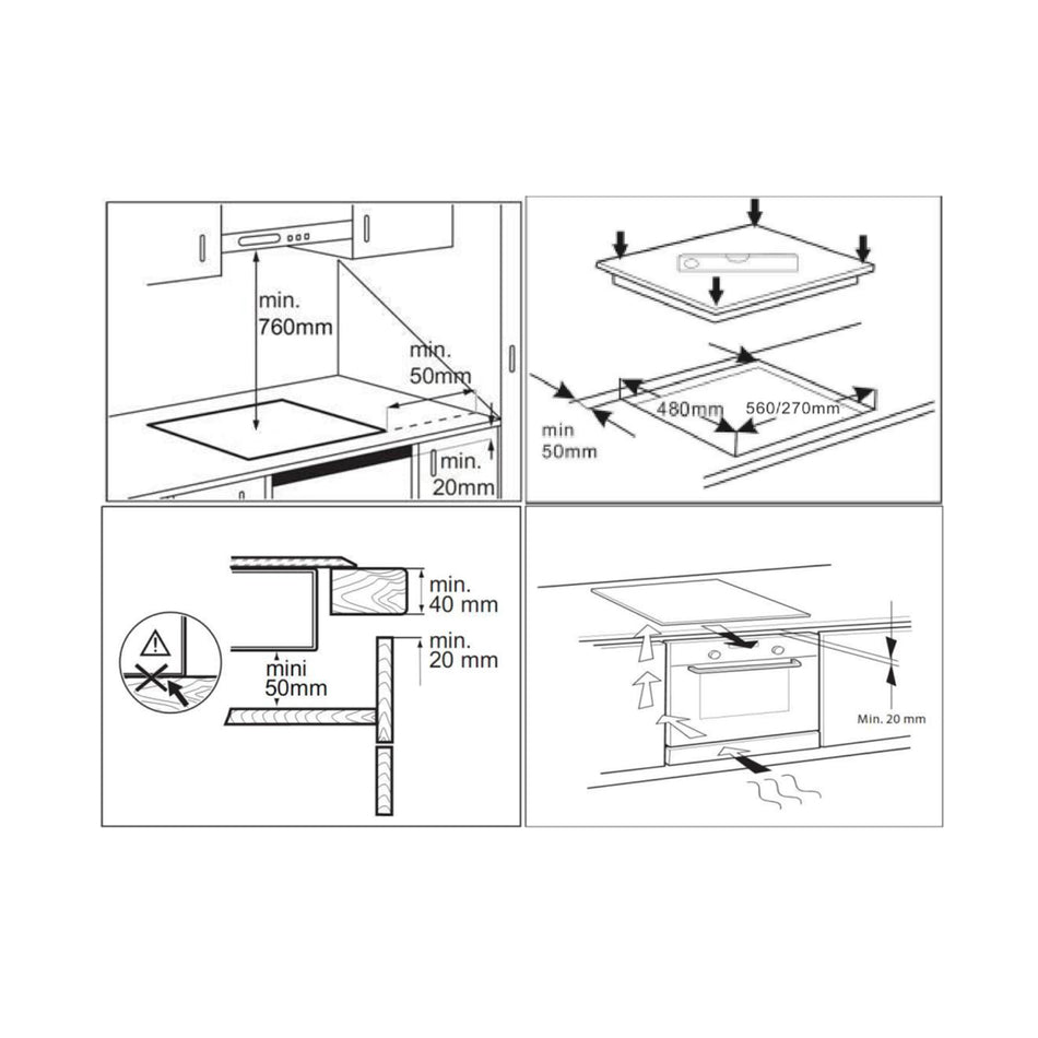 Indbygget induktionskogeplade, 4 zoner, Touch, B 60 cm