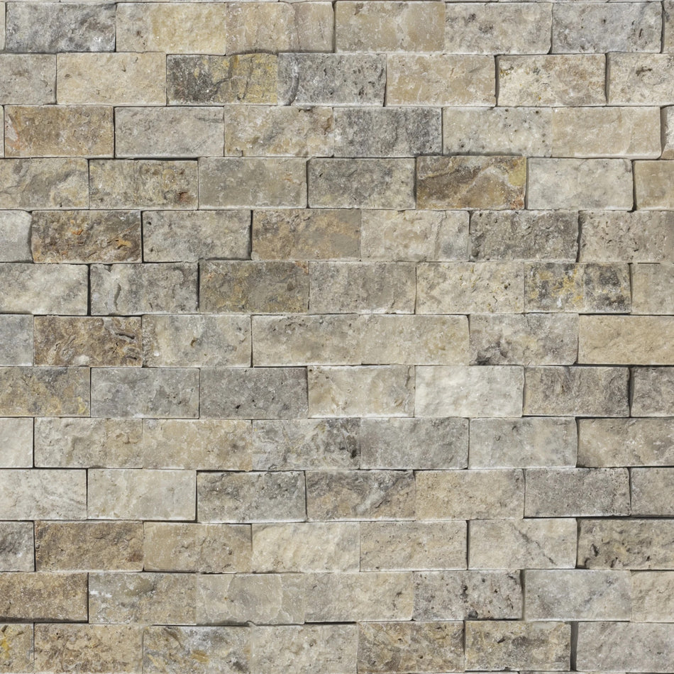 Vægflise i natursten, Modulo Natimur Mosaic Silver, Indendørs, Gullig beige