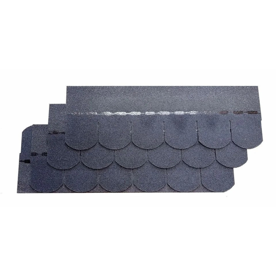 Bituminøse Shingles Tagpap, Onduline, Halvrund, 3 m²/pakke, Sort