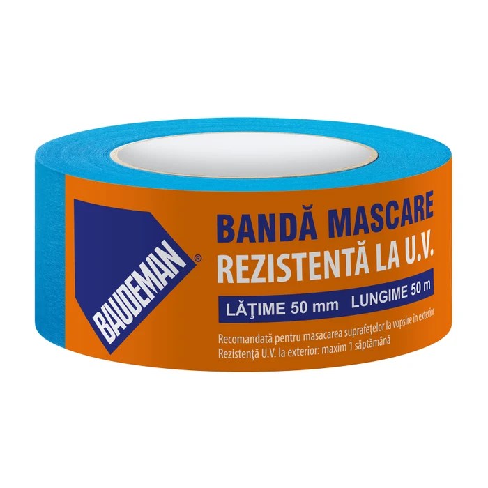 Malertape, UV-bestandig, Baudeman, Indvendig/Udvendig, Blå, 50 mm