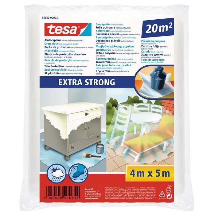 Beskyttelsesfilm Extra Strong, tesa 56652, 0,035 mm, 4x5 m