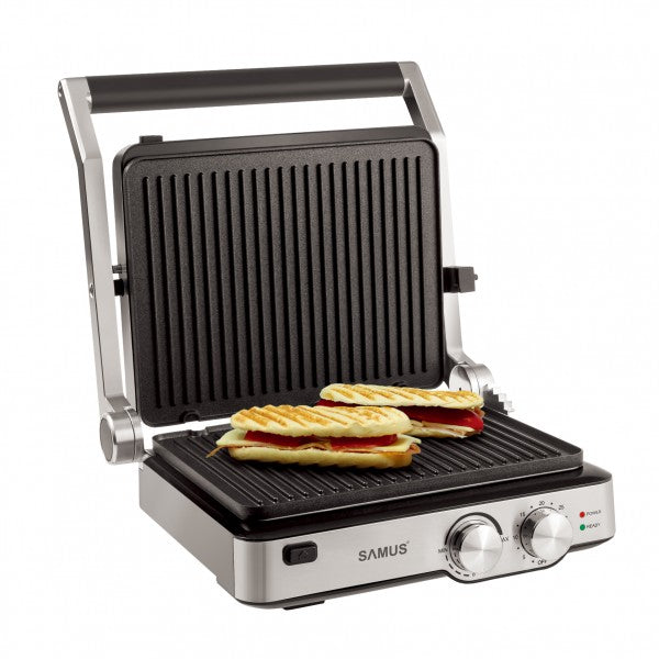 Elektrisk Paninigrill, 2000W, Non-stick kontaktgrill, 180° åbning