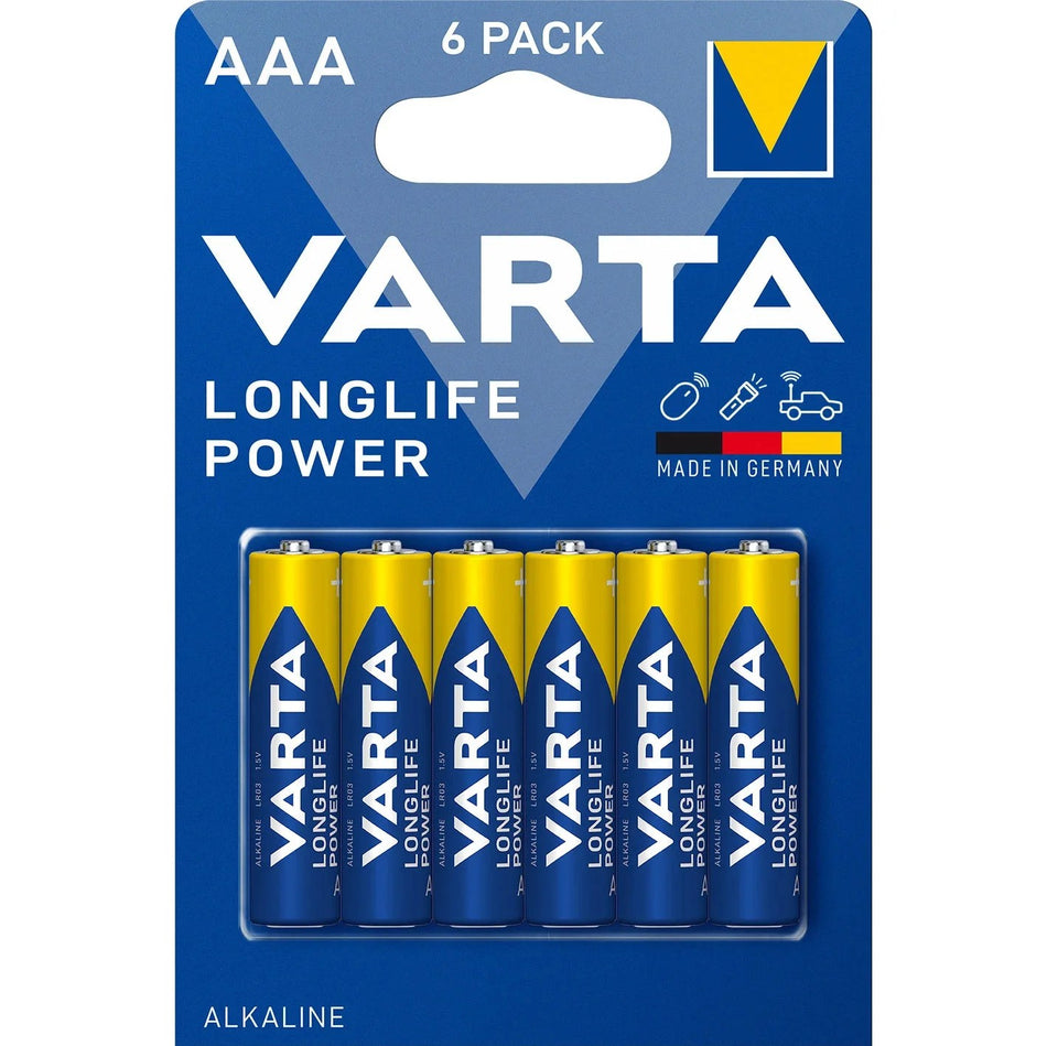 Batteri Varta Longlife Power 4903, AAA / LR3, alkalisk, 6 stk.