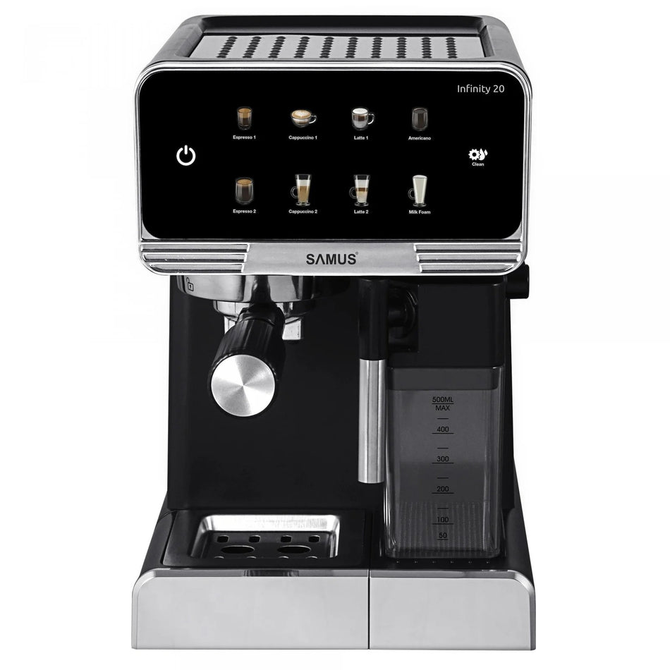 Espressomaskine med mælkeskummer, Kopvarmer, 1350W, 1,8 L, Touch