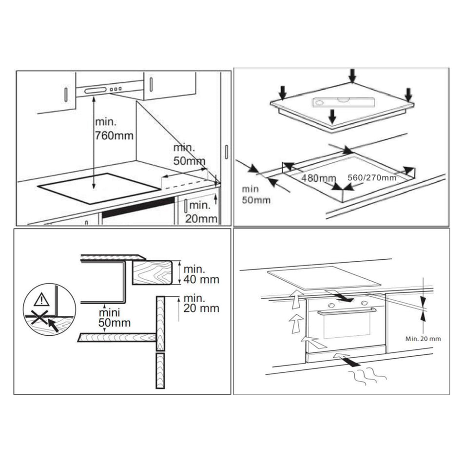 Indbygget induktionskogeplade, 2 zoner, Touch, B 30 cm