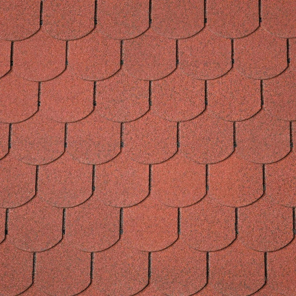 Bituminøse Shingles Tagpap, Onduline Bardoline, Halvrund, 3 m²/pakke, 21 stk, Rød