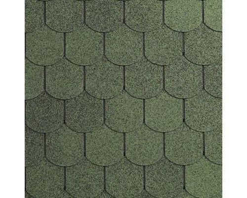 Bituminøs Shingles Tagpap, IKO, Halvrund, 3 m²/pakke, 21 stk, Grøn