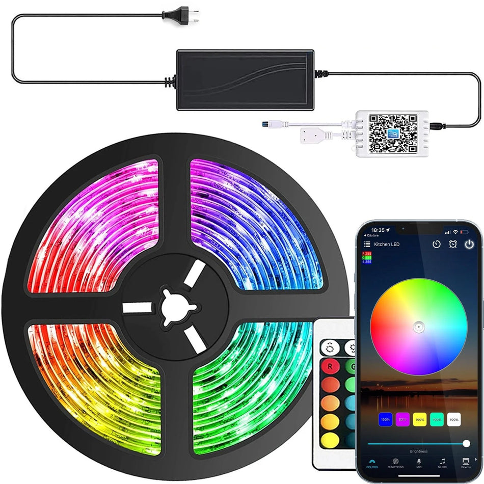 ZAFIT™ RGB LED-strip, Wi-Fi, App-styring, Timer, Musiktilstand, 5m