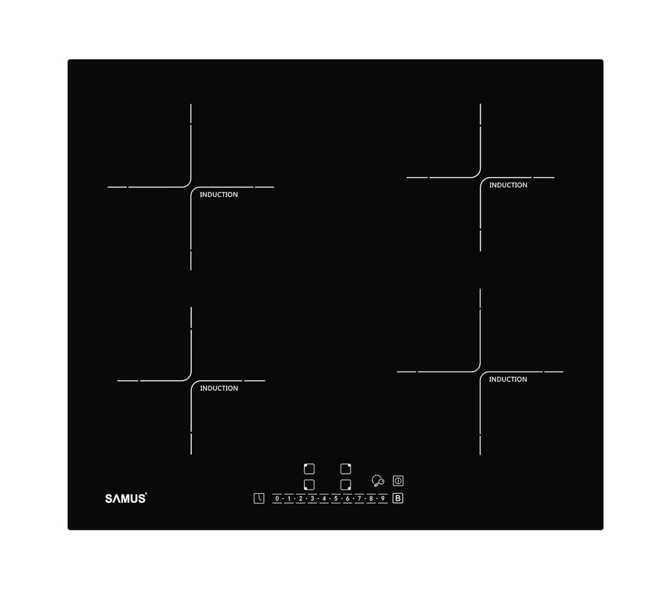 Indbygget induktionskogeplade, 4 zoner, Touch, B 60 cm