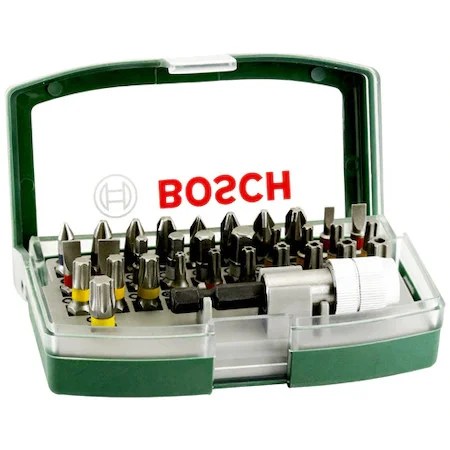 Sæt med 32 Bosch tilbehør, bits, bit adapter, 25 mm