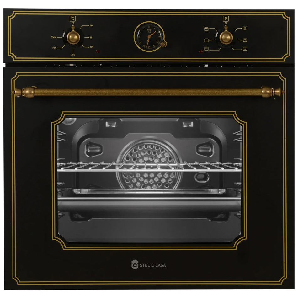 Indbygningsovn, 61 L, 6 funktioner, Grill, Timer, Retro design