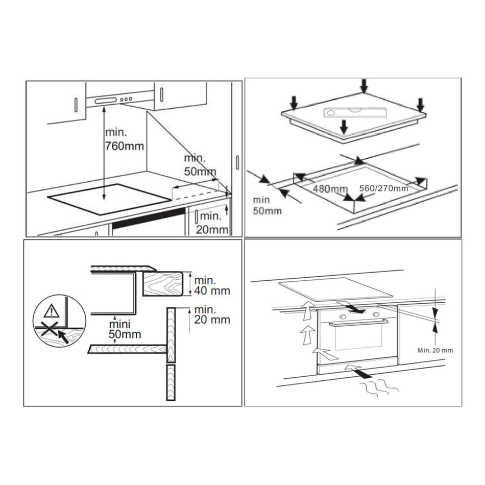 Indbygget induktionskogeplade, 2 zoner, Touch, B 30 cm