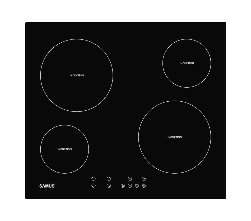 Indbygget induktionskogeplade, 4 zoner, Touch, B 60 cm