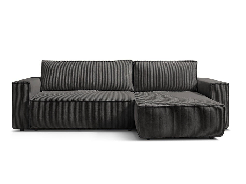 Sovesofa med opbevaring, Udskiftelig chaiselong, 275x145x85 cm, Antrasitgrå