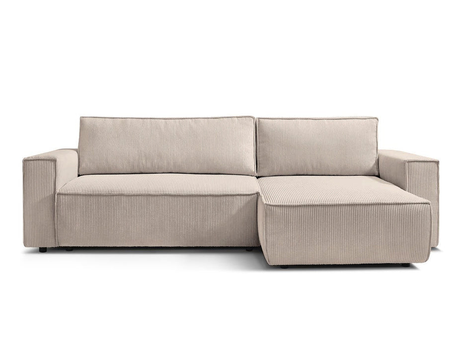 Sovesofa med opbevaring, Udskiftelig chaiselong, 275x145x85 cm, Beige