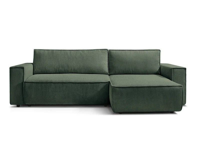 Sovesofa med opbevaring, Udskiftelig chaiselong, 275x145x85 cm, Grøn