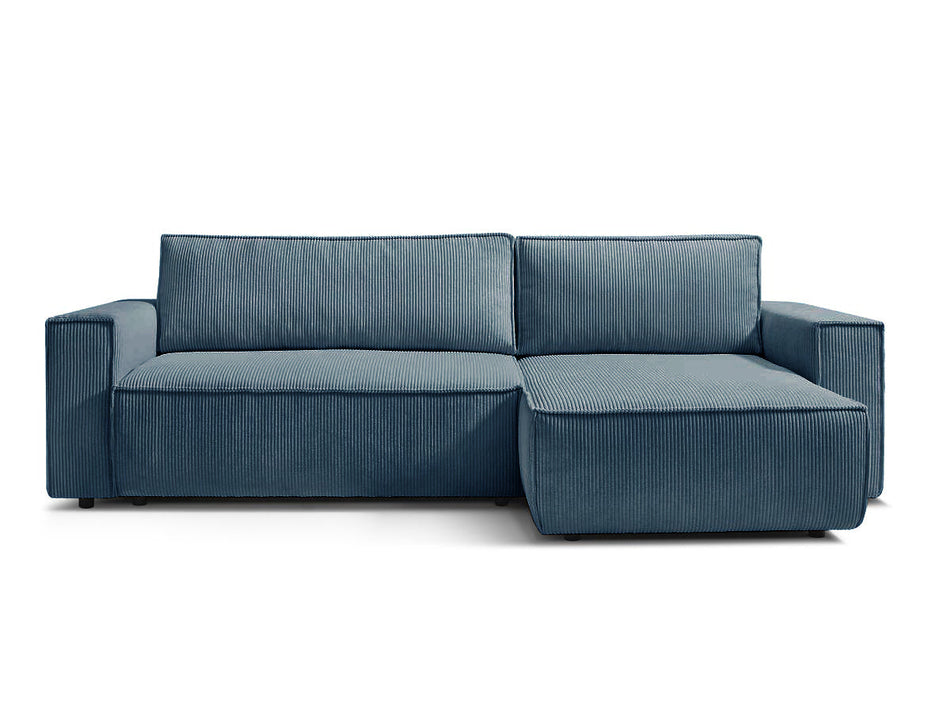 Sovesofa med opbevaring, Udskiftelig chaiselong, 275x145x85 cm, Blå