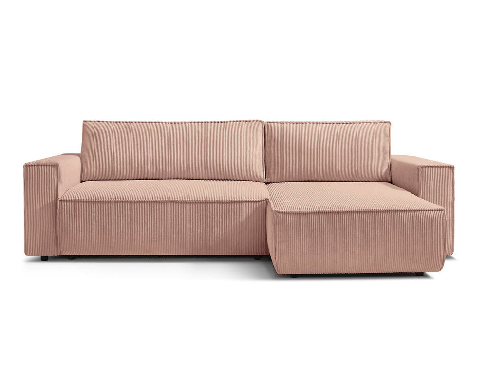 Sovesofa med opbevaring, Udskiftelig chaiselong, 275x145x85 cm, Pink