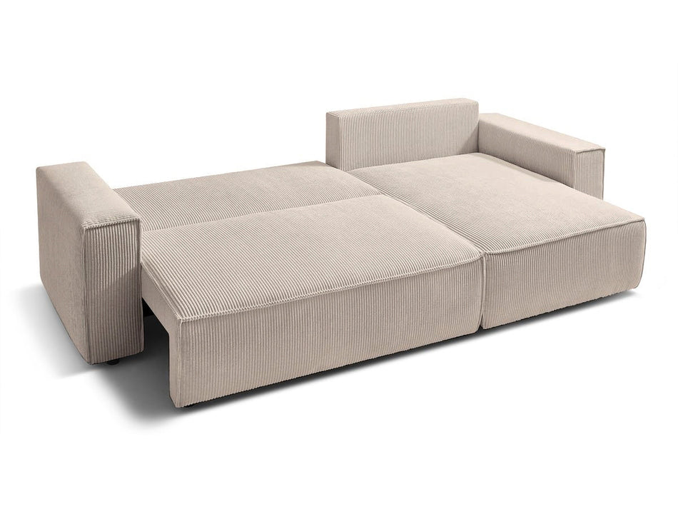 Sovesofa med opbevaring, Udskiftelig chaiselong, 275x145x85 cm, Beige