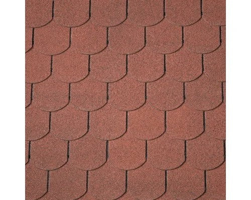 Bituminøs Shingles Tagpap, IKO, Halvrund, 3 m²/pakke, 21 stk, Rød