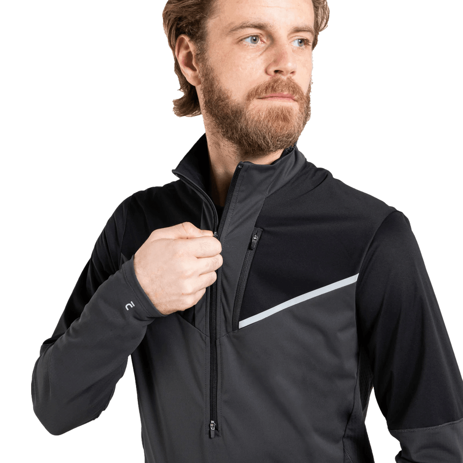 Jakke til trail running SOFTSHELL, Grå-Sort, Herre