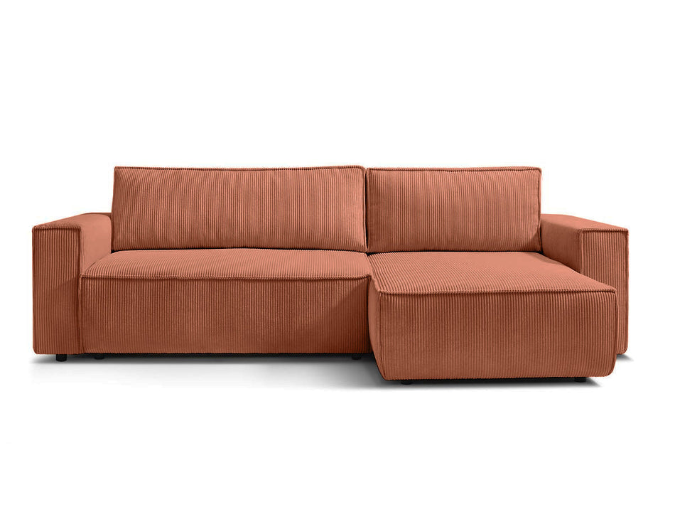 Sovesofa med opbevaring, Udskiftelig chaiselong, 275x145x85 cm, Brun