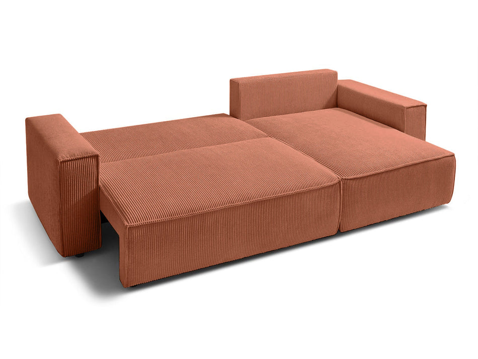 Sovesofa med opbevaring, Udskiftelig chaiselong, 275x145x85 cm, Brun