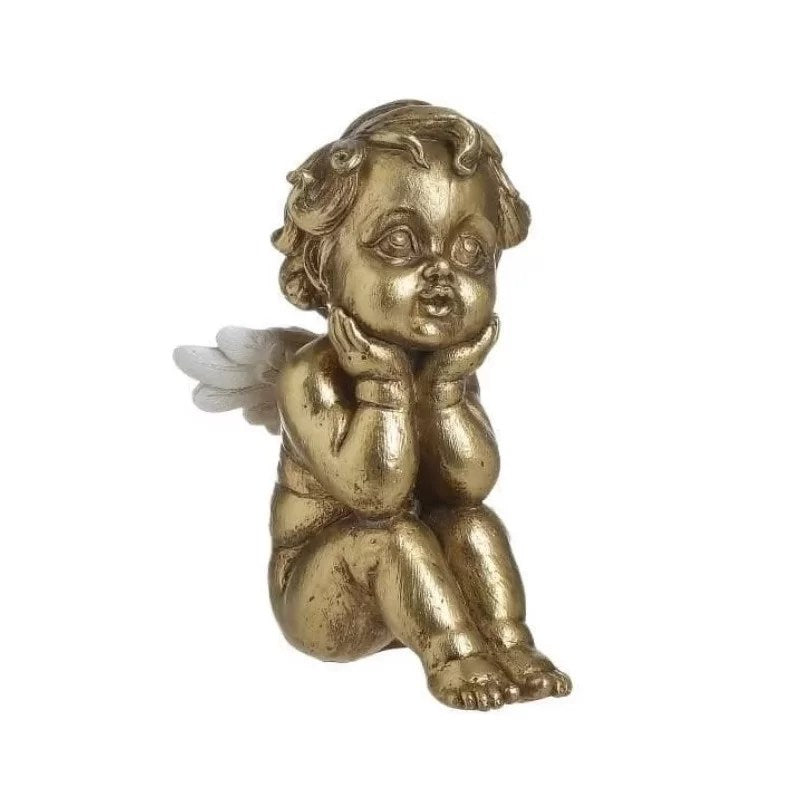 Guld baby engel dekoration, Lavet af harpiks, 13 cm