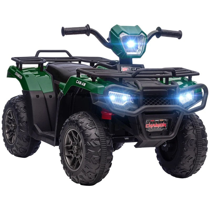 Homcom børne-ATV, 12V med LED-lys Musik i 3-5 år, Grøn