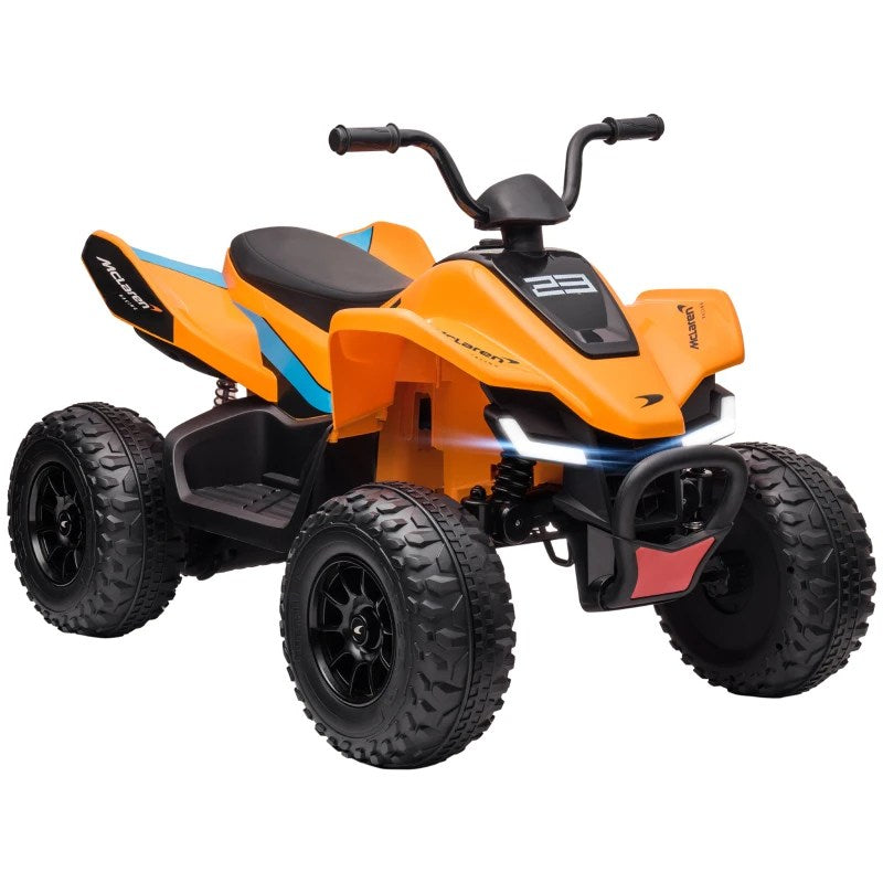 Homcom 12V elektrisk ATV-licenseret Mclaren MCL 35 Liveries, til børn med langsom start, MP3-slot, til alderen 3-8 - Orange