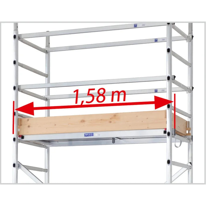 Aluminiumsstillads, AL 700 Modul 1, Mobil, Foldbar, En etage 1,14 m2, Arbejdshøjde 2,89 m