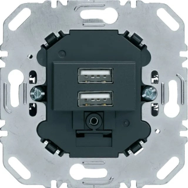 USB dobbelt ladeudtag 3A S/B, Antracit